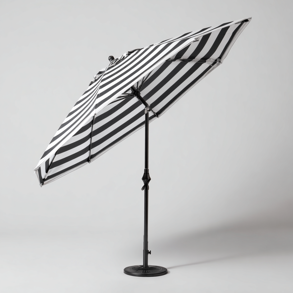 Sonnenschirm Polyester Metall 250x250 cm - schwarzweiß - für Garten - modernes Design-Roomuphub