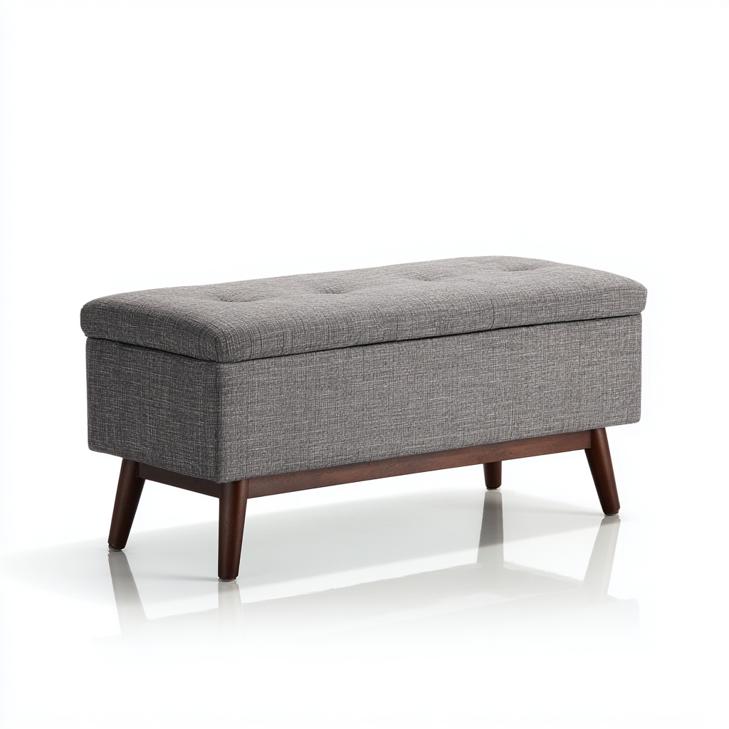 Sitzbank für Flur Stoffpolster mit Stauraum 102x40x47 cm - hellgrau - für Eingangsbereich - modernes Design-Roomuphub