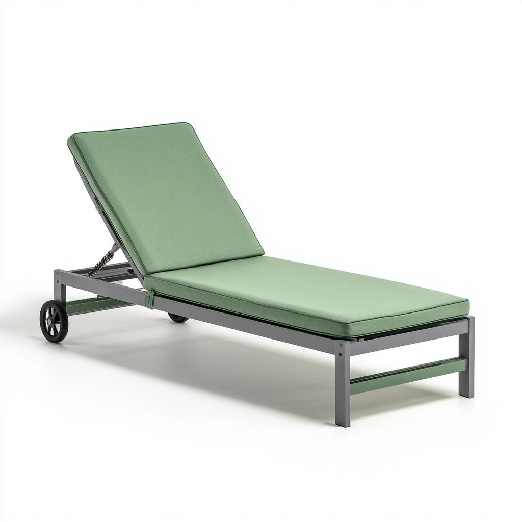 Sonnenliege aus Metall 195x65x85 cm - grau - grün - verstellbares Design für Garten geeignet-Roomuphub