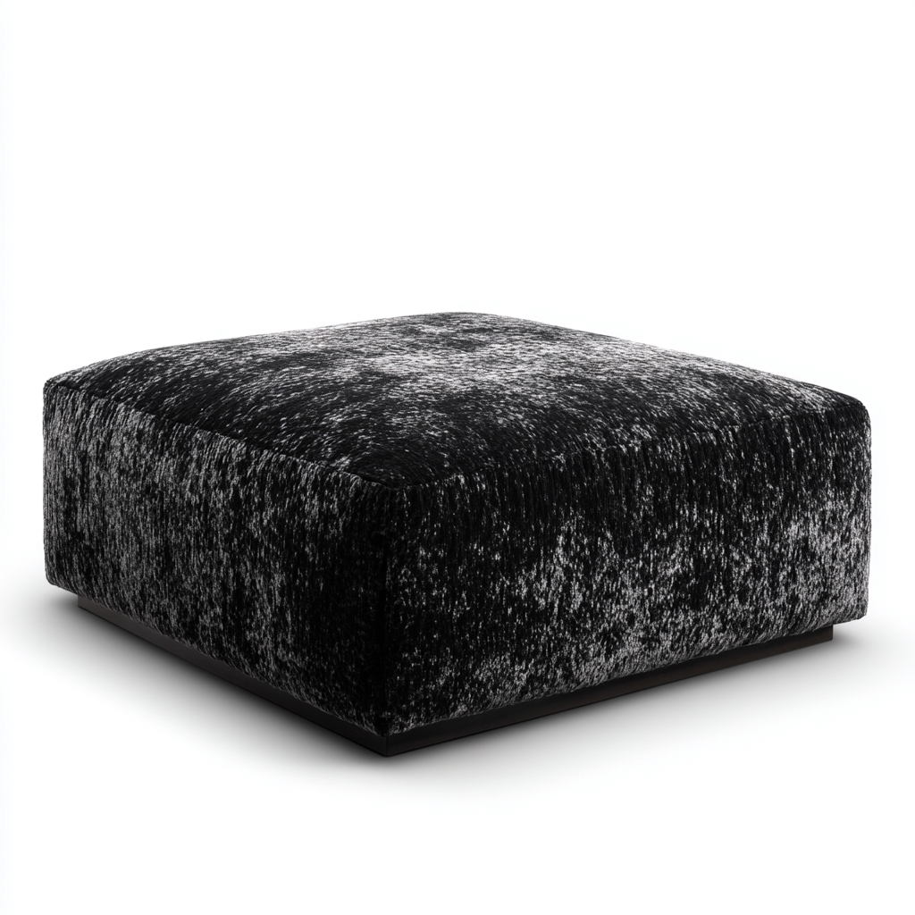 Fußhocker Stoff 90x90x40 cm - Schwarz - Modernes Design - für Wohnzimmer-Roomuphub