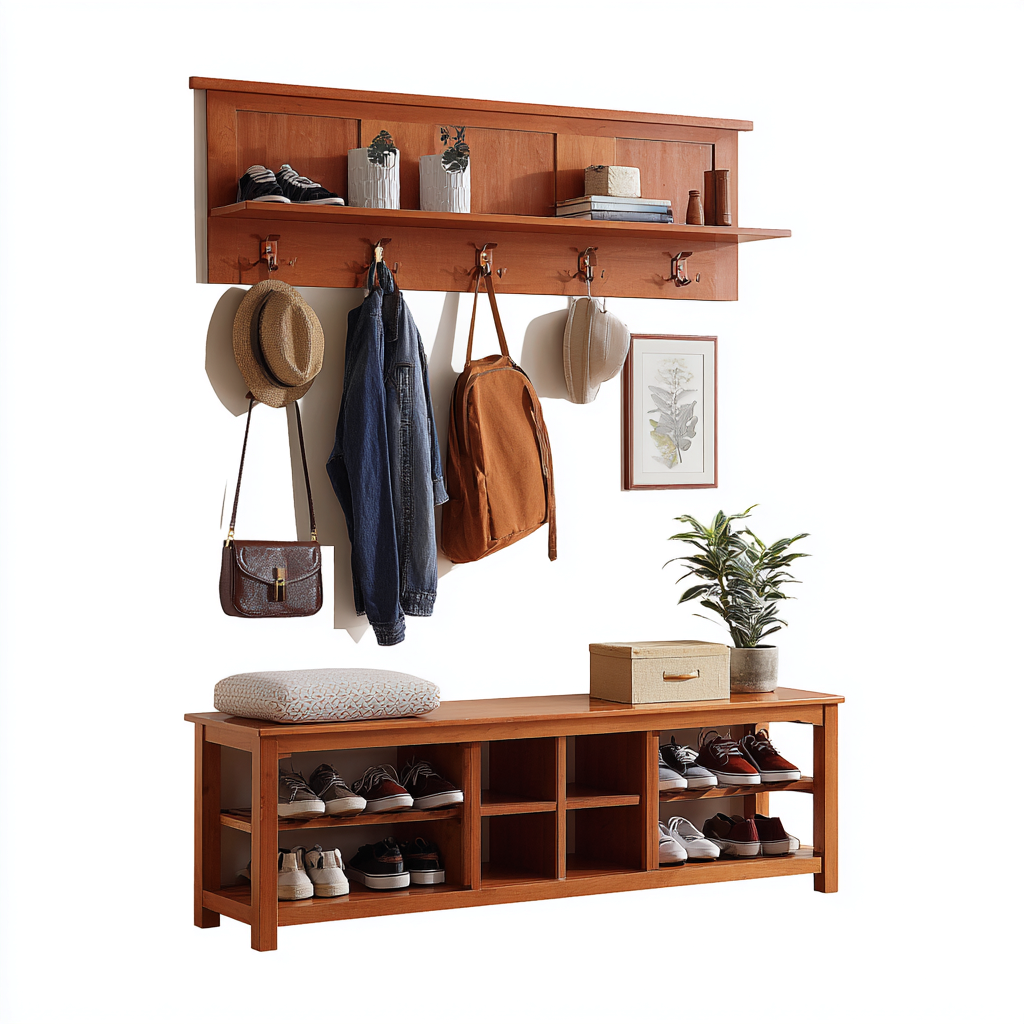 Garderobenständer Holz 150x40x55 cm - braun - für Flur geeignet - klassisches Design-Roomuphub