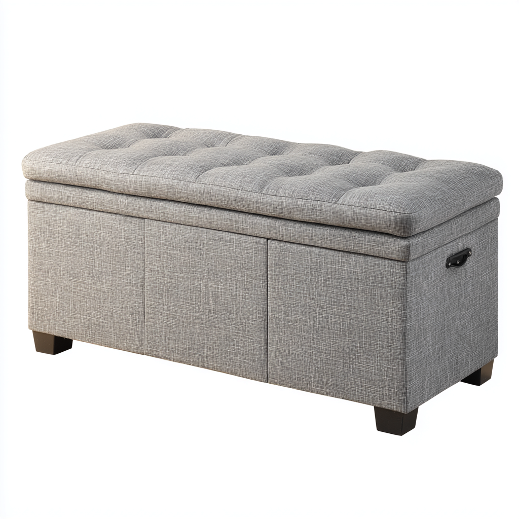 Sitzbank für Flur Stoffpolster mit Stauraum 102x40x48 cm - hellgrau - für Eingangsbereich - modernes Design-Roomuphub