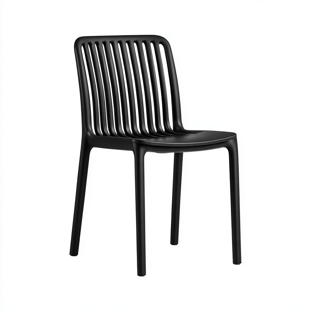 Gartenstuhl Kunststoff 45x52x83 cm - Schwarz - Modernes Lamellendesign - Für Garten geeignet-Roomuphub