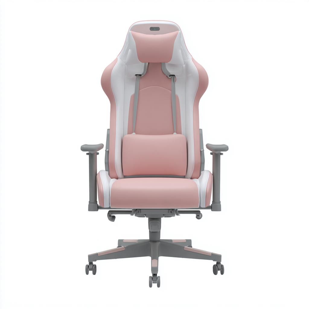 Bürostuhl Kunstleder 60x65x128 cm - rosa - weiß - ergonomisches Design für Büro-Roomuphub