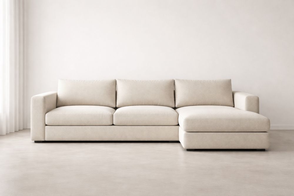 Divano angolare con chaise longue in tessuto Beige