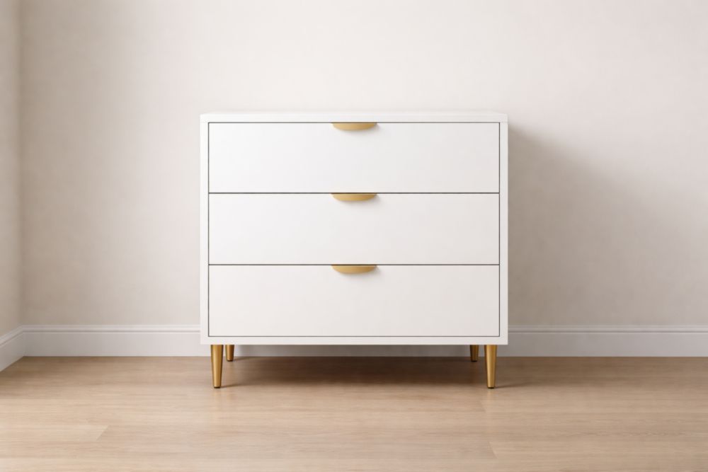 Cassettiera in MDF con Maniglie e Gambe in Metallo