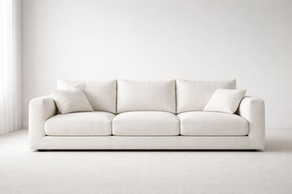 Divano in Cotone Beige 3 Posti 220 cm x 90 cm x 85 cm