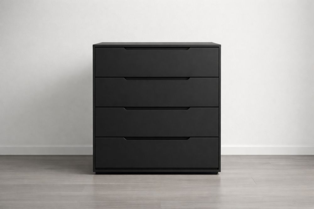 Cassettiera a 4 cassetti in legno ingegnerizzato nero