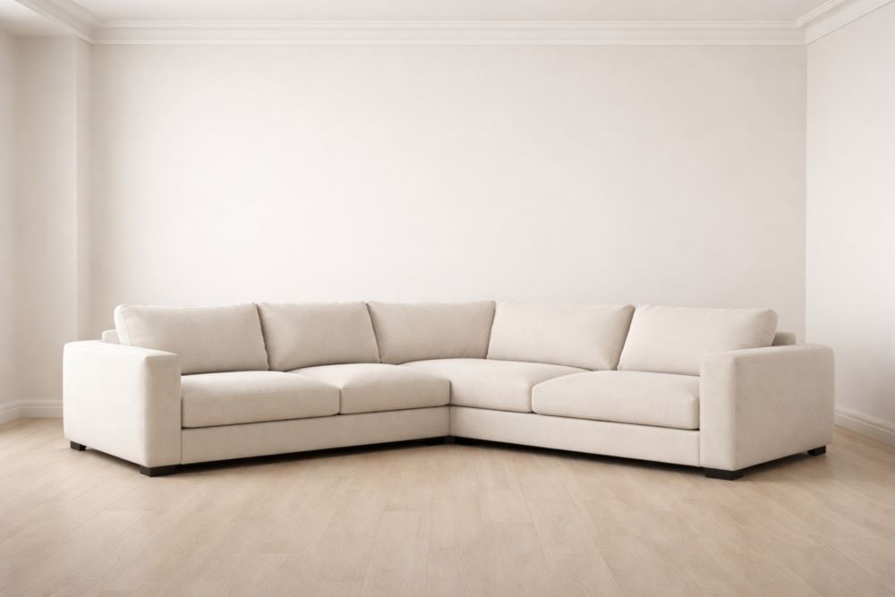 Divano angolare a 4 posti in tessuto beige