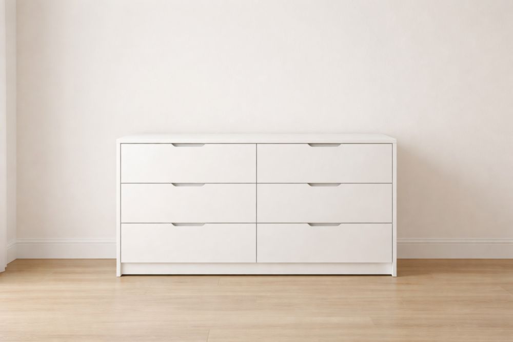 Cassettiera in Legno con Sei Cassetti Bianco