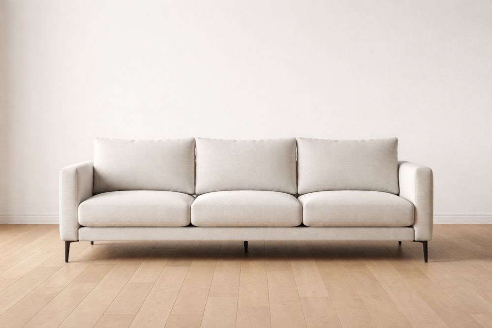 Divano tre posti tessuto poliestere beige 220x90x85 cm