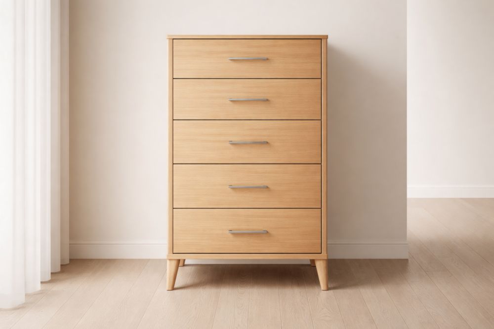 Cassettiera in legno con 5 cassetti 115x80x45 cm