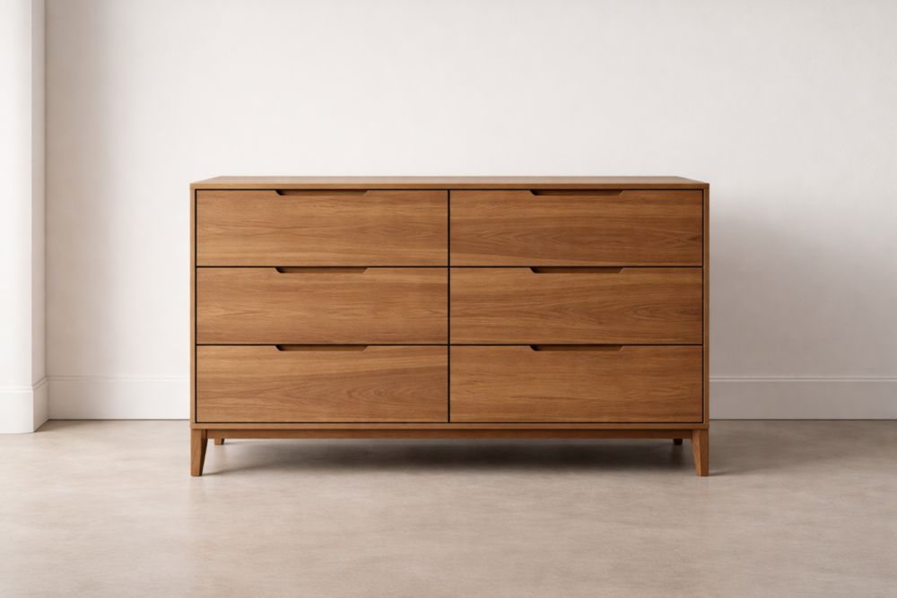 Cassettiera in Legno di Quercia con 6 Cassetti