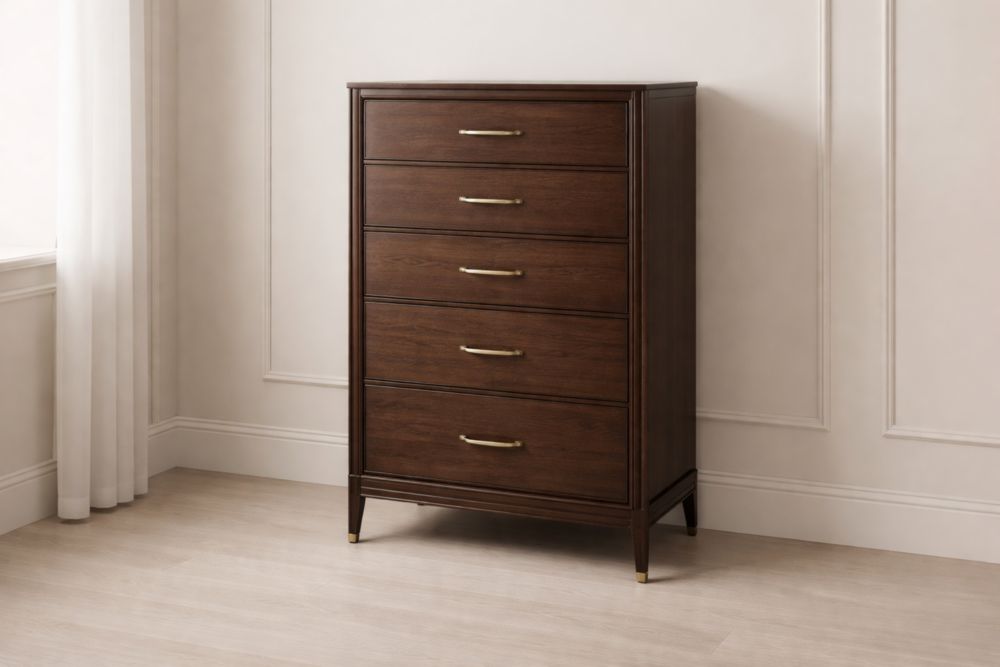 Cassettiera in Legno 5 Cassetti Marrone