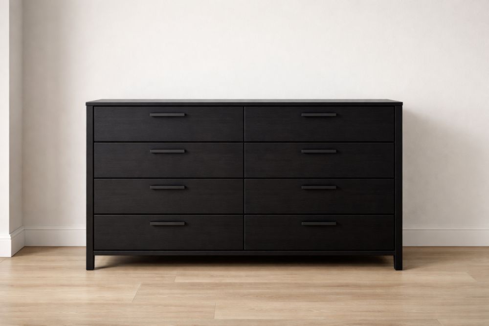 Cassettiera a 8 cassetti in legno nero