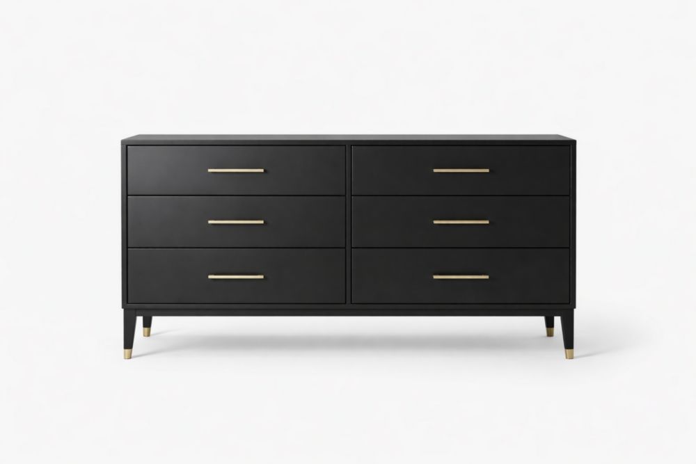 Cassettiera in MDF con 6 Cassetti e Maniglie in Lega Di Alluminio