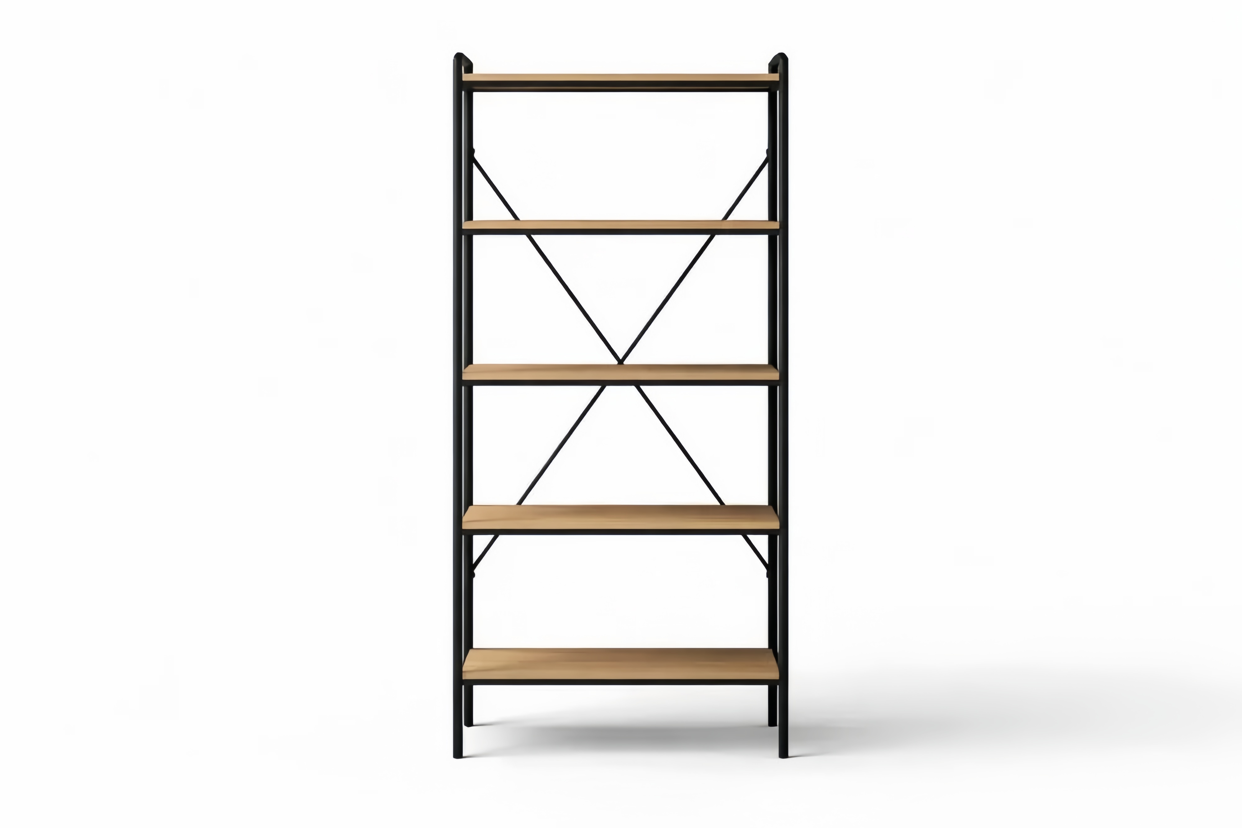 Scaffale in Acciaio e Legno massello 5 Ripiani Nero Altezza 180cm x Larghezza 70cm x Profondità 30cm