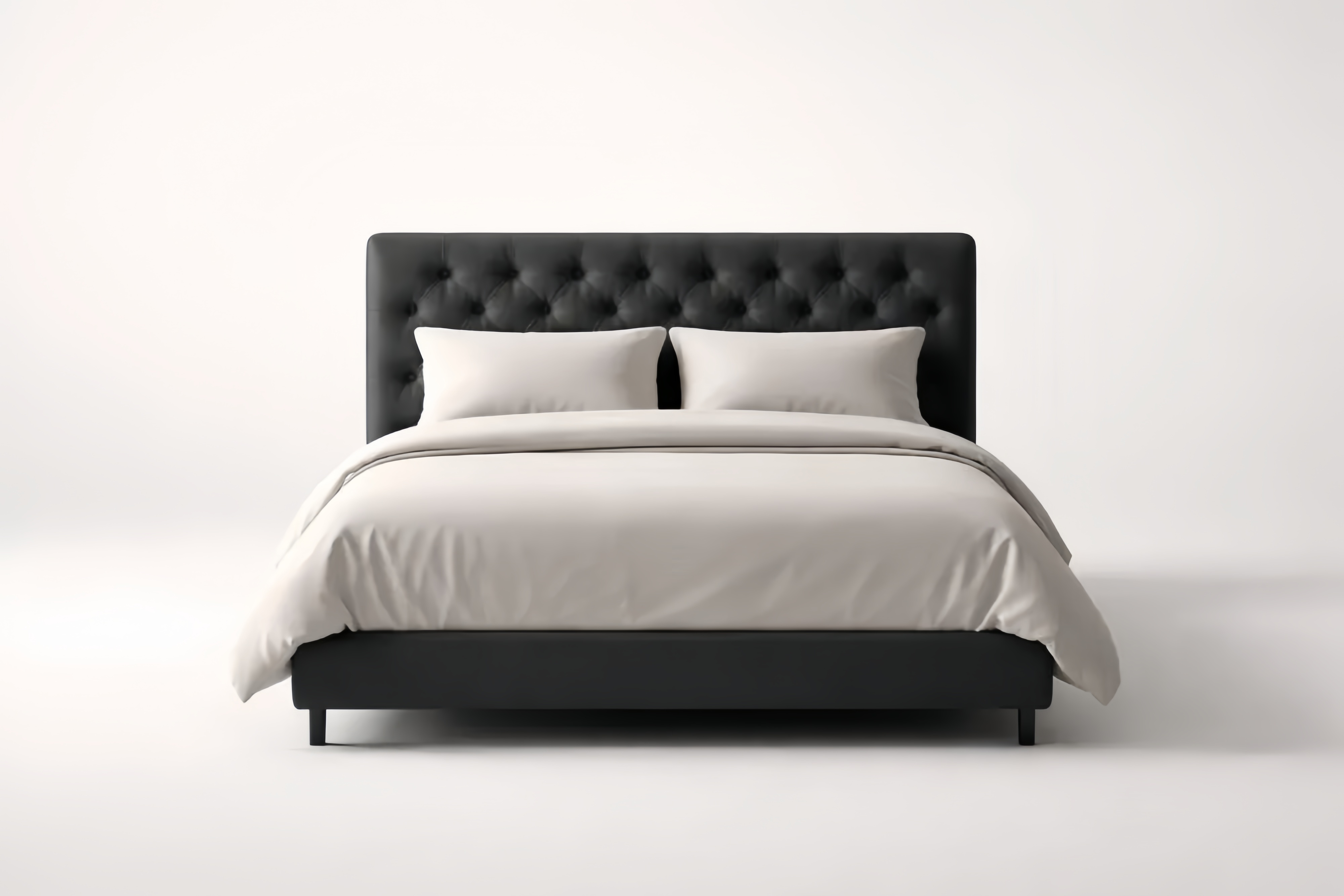 Letto matrimoniale imbottito con testiera in tessuto nero