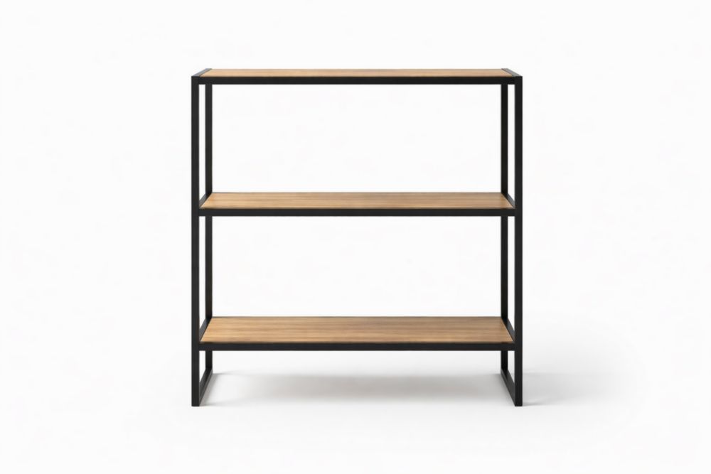 Scaffale a 3 Ripiani in Acciaio e MDF Larghezza80cm x Profondità35cm x Altezza90cm