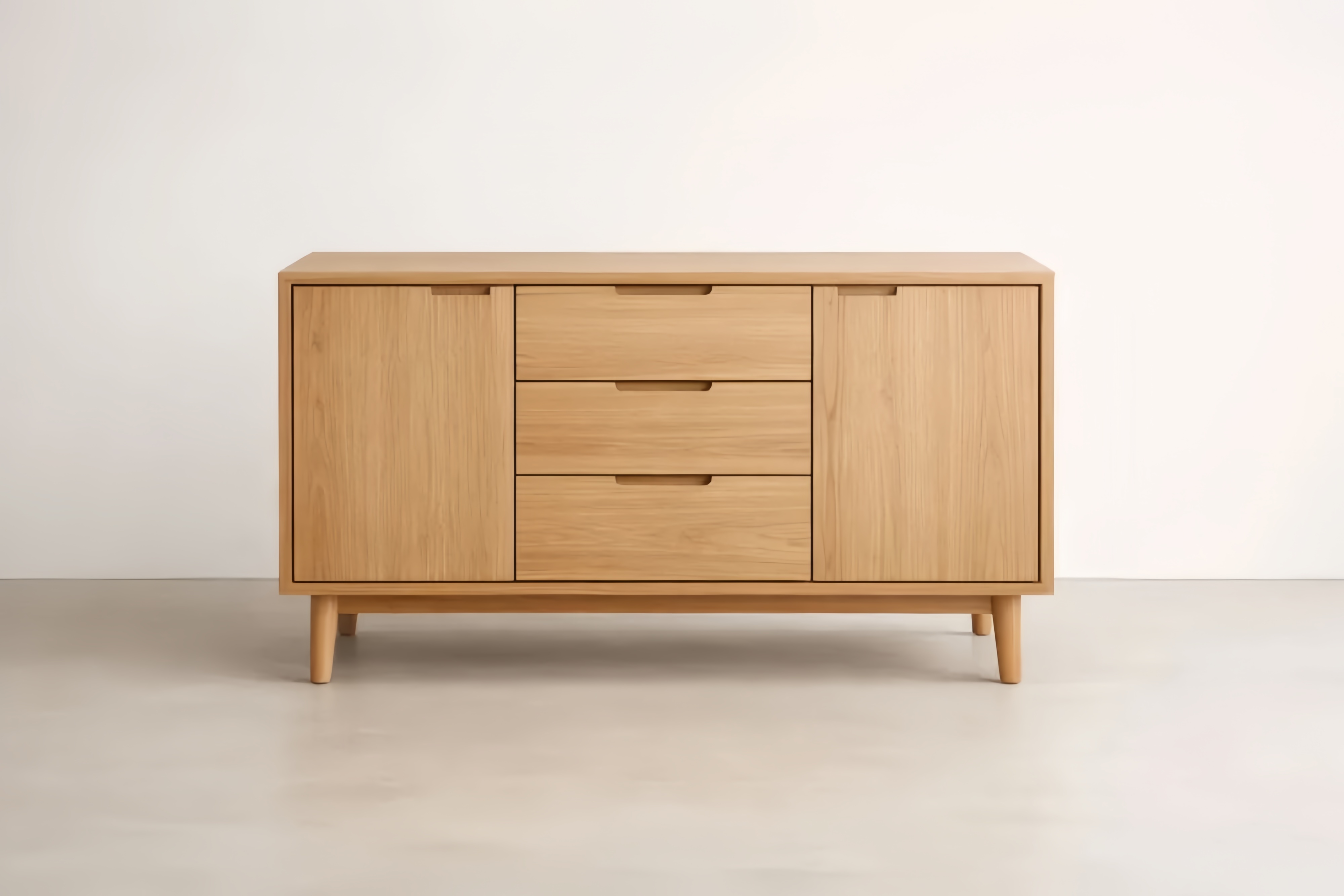 Credenza in Legno Rovere con 2 Ante e 3 Cassetti