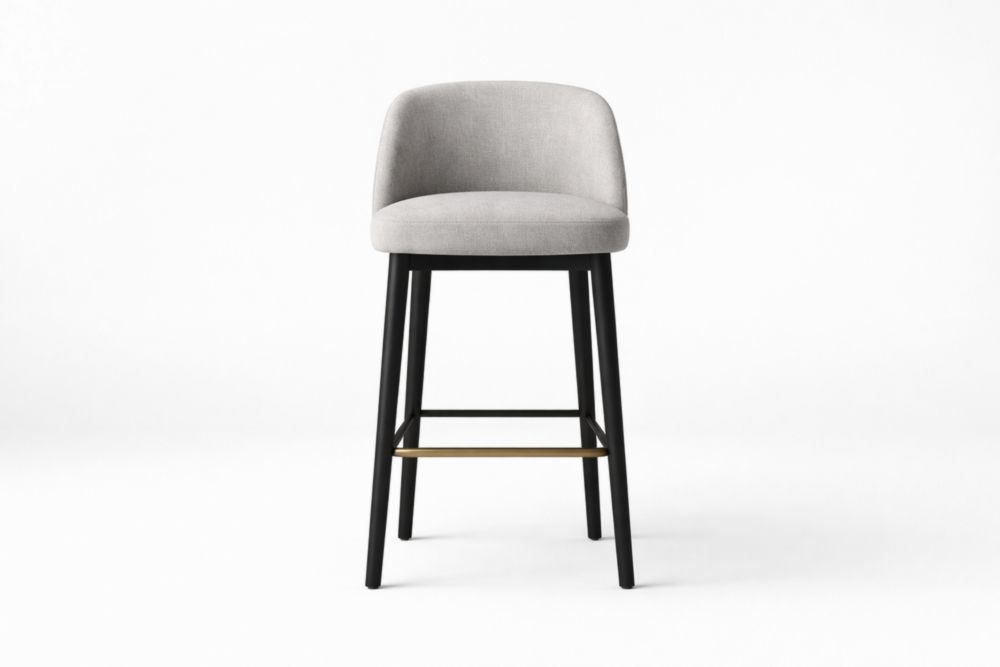 Sgabello da Bar in Tessuto Grigio e Acciaio Inossidabile Nero