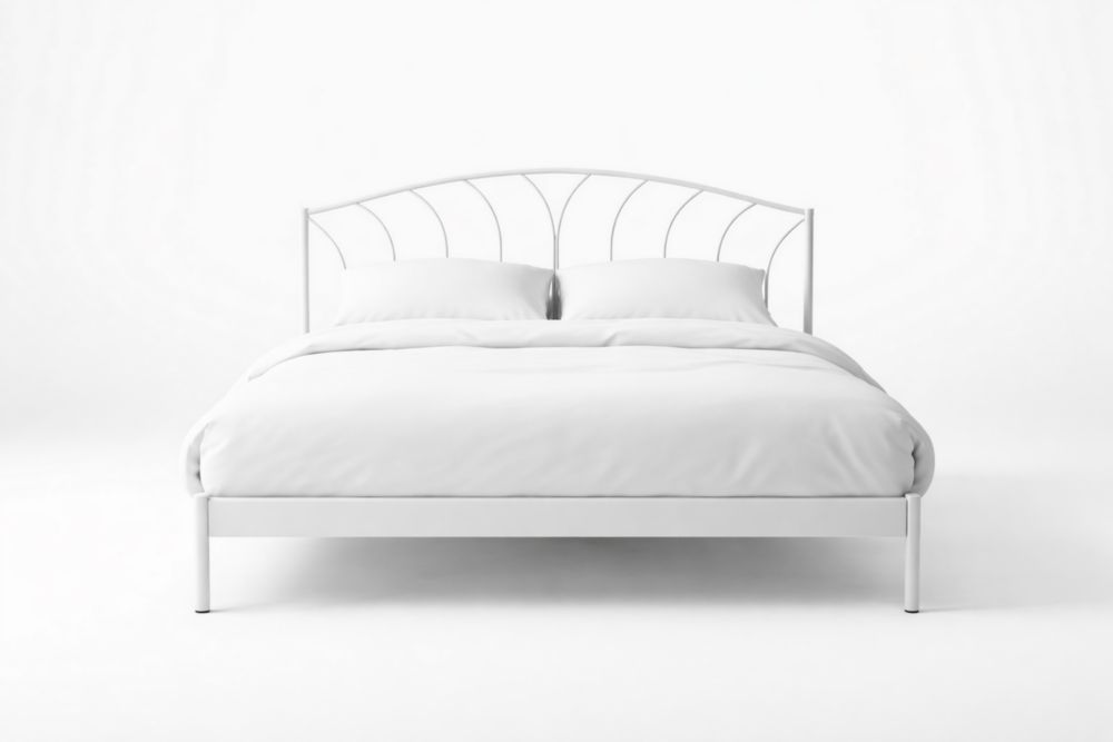 Letto matrimoniale in acciaio bianco Lunghezza 200 cmxLarghezza 160 cmxAltezza testiera 110 cm