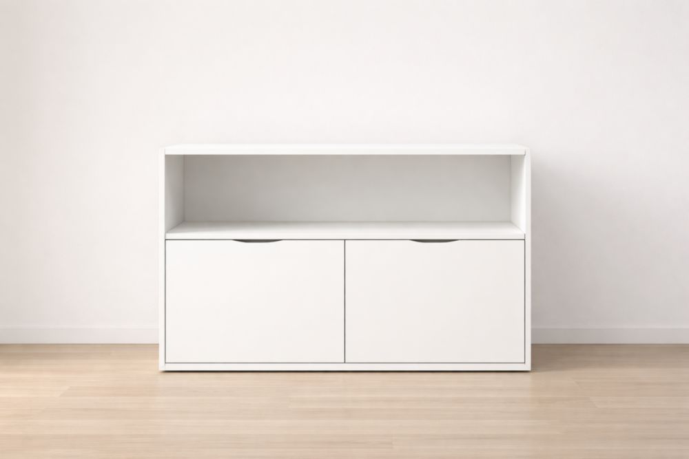 Credenza in Legno MDF Bianco con Due Ante Lunghezza 90 cmxProfondità 40 cmxAltezza 75 cm