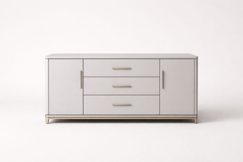 Credenza in MDF con 2 porte e 3 cassetti Grigio