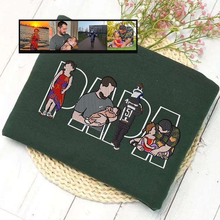 Custom Photo Portrait Embroidery Sweatshirt/Hoodie, Gift For Mom/Mama/Family