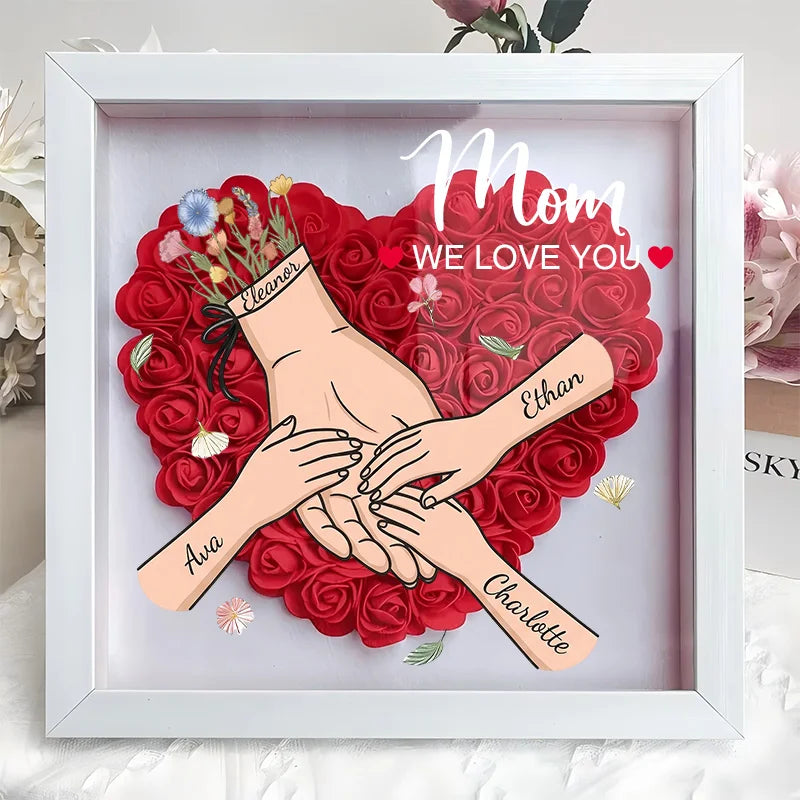 Blooming with Love – Personalised Mom & Grandma Flower Shadow Box with Names
