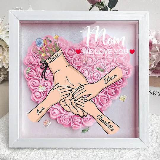 Blooming with Love – Personalised Mom & Grandma Flower Shadow Box with Names