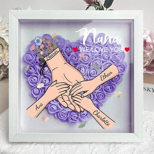 Blooming with Love – Personalised Mom & Grandma Flower Shadow Box with Names