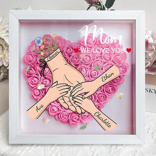Blooming with Love – Personalised Mom & Grandma Flower Shadow Box with Names