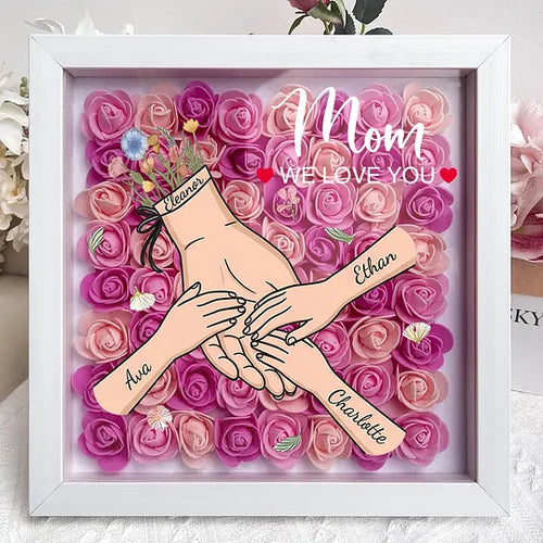Blooming with Love – Personalised Mom & Grandma Flower Shadow Box with Names