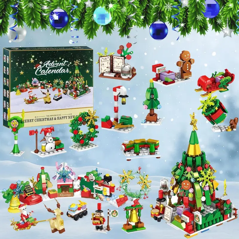 2026 Building Blocks Advent Calendar - 24Pack Mini Jigsaw Puzzle Toys