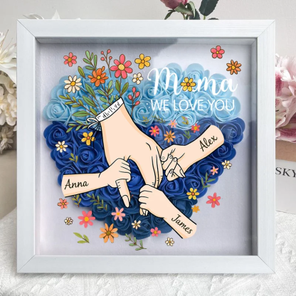 Personalized Hand in Hand with Mom Floral Shadow Box-Mother's Day gifts