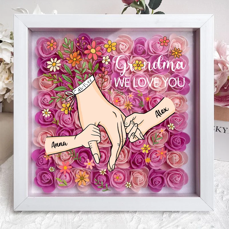 Personalized Hand in Hand with Mom Floral Shadow Box-Mother's Day gifts