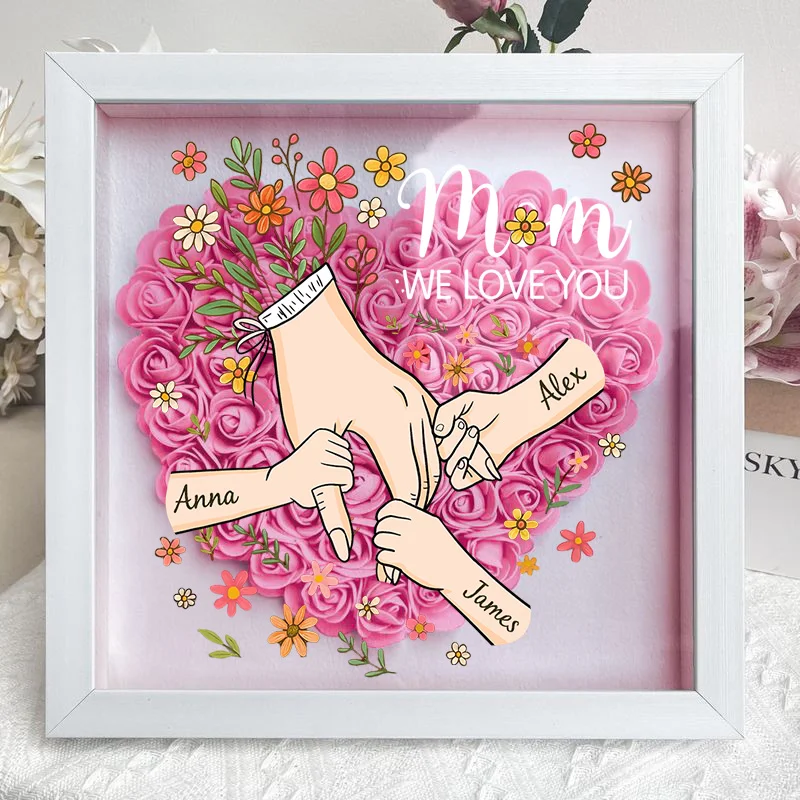 Personalized Hand in Hand with Mom Floral Shadow Box-Mother's Day gifts