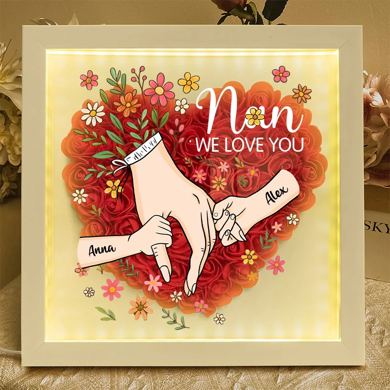 Personalized Hand in Hand with Mom Floral Shadow Box-Mother's Day gifts
