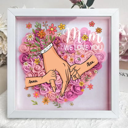 Personalized Hand in Hand with Mom Floral Shadow Box-Mother's Day gifts
