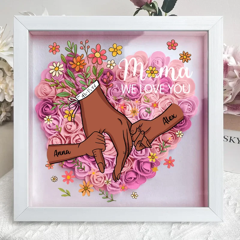 Personalized Hand in Hand with Mom Floral Shadow Box-Mother's Day gifts