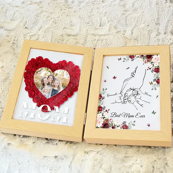 Best Mom Ever - Personalized Photo Mom With Kid Names Flowers Frame