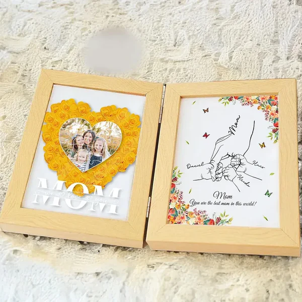 Best Mom Ever - Personalized Photo Mom With Kid Names Flowers Frame