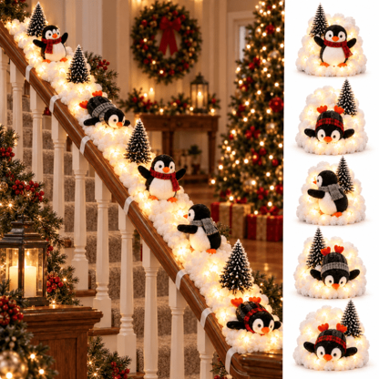 Penguin Christmas Stair Snow Decoration
