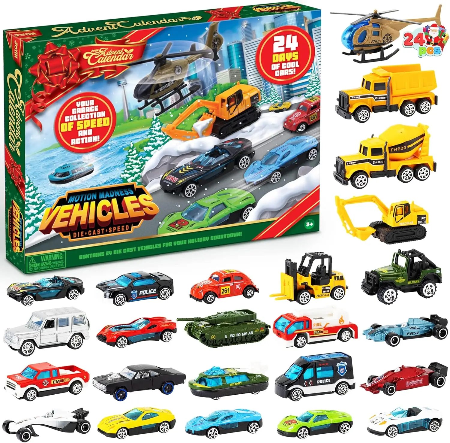 🎅 2026 Christmas Advent Calendar 24 Diecast Cars Set