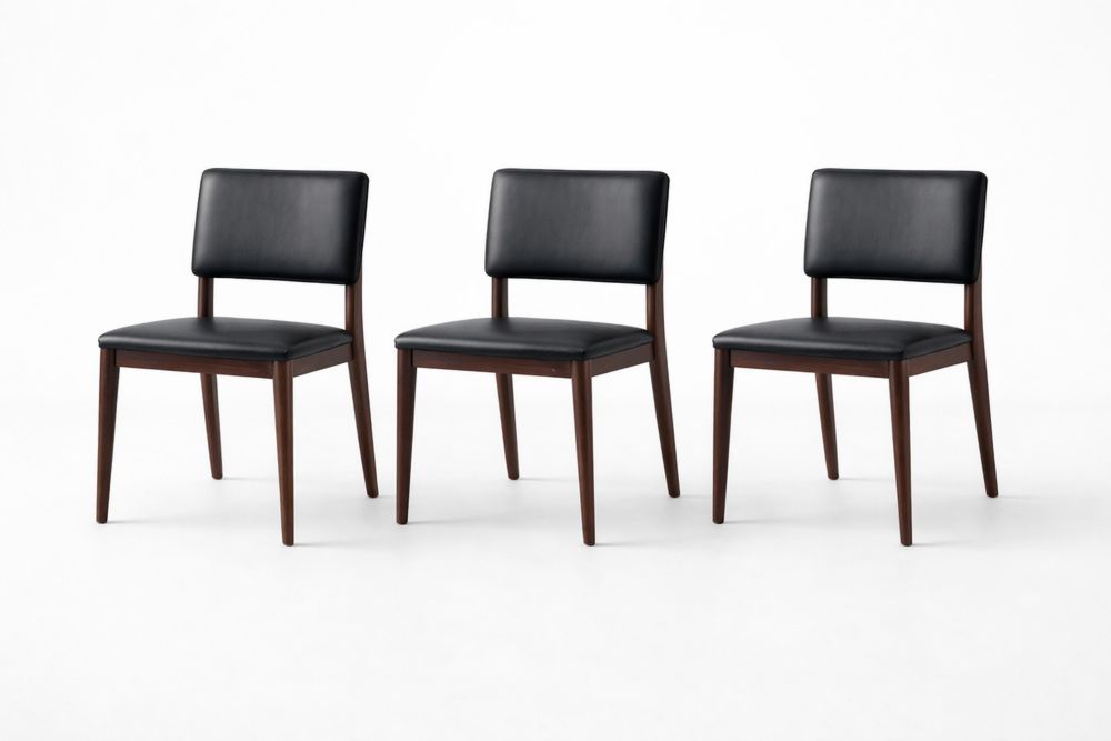 Lot de 3 chaises noires en PU avec cadre en bois ZP8964753