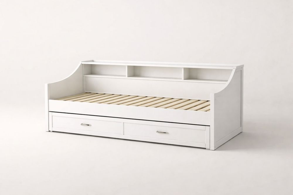 Banquette-lit en bois avec tiroirs de rangement Blanc SC4592785