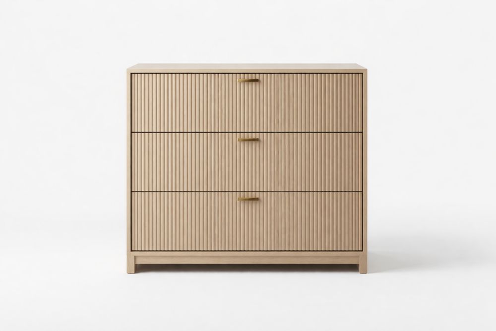 Commode en bois à trois tiroirs rainurés GL6979711