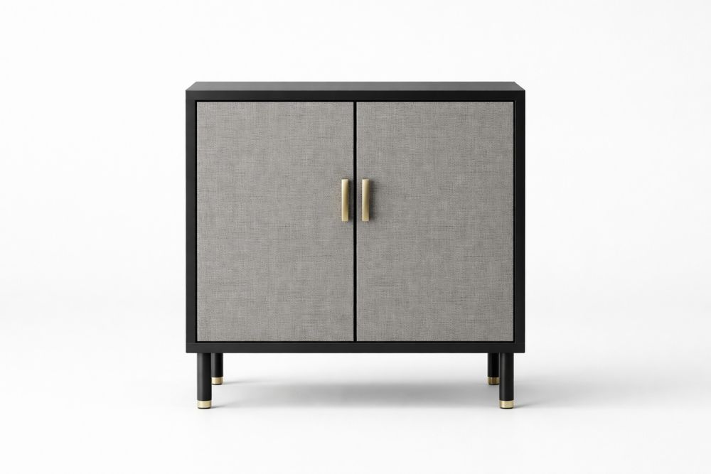 Buffet deux portes en bois MDF et tissu gris RI6924539