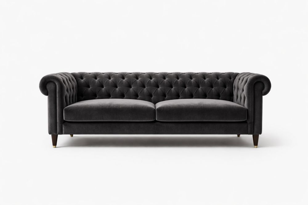 Canapé Chesterfield en Velours Gris 3 Places EH5024022